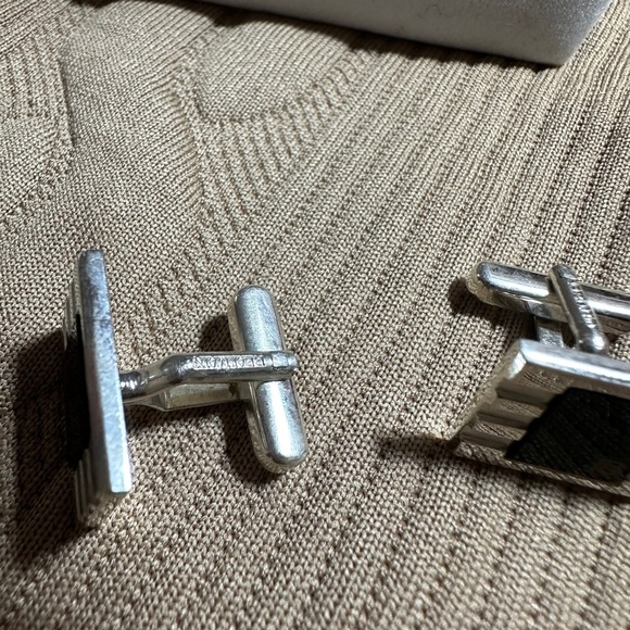 Silver and Black enamel Cufflinks - Picture 13 of 16